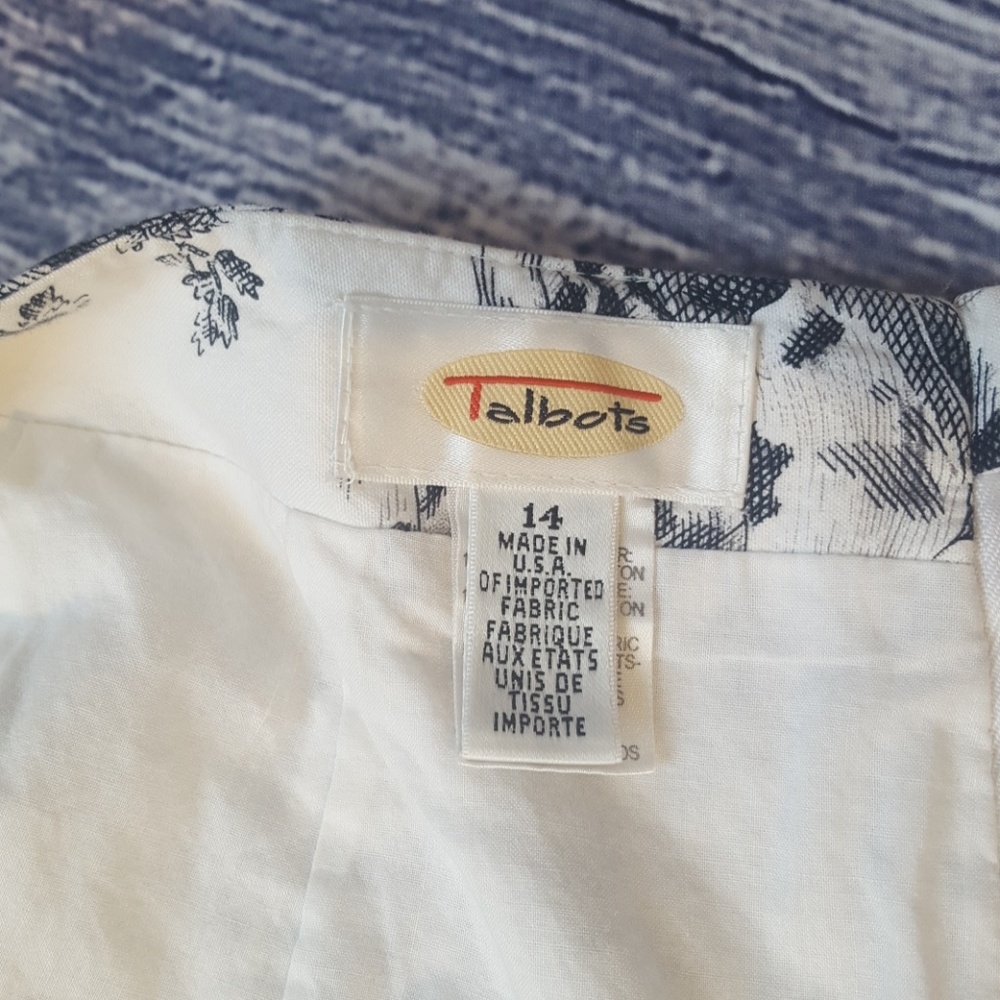 Talbot's Toile Print Cotton Pencil Skirt, Size 14 - Picture 3 of 4